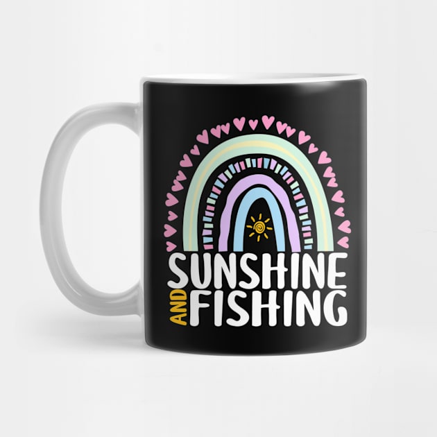 Sunshine and Fishing Cute Rainbow Graphic for Womens Kids Girls by ChadPill
